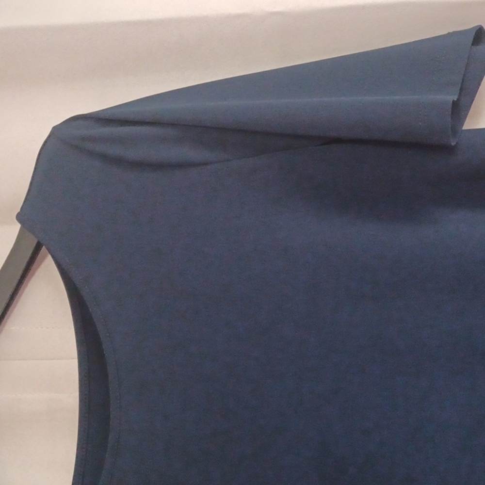 Susan Graver Navy Blue Short Sleeve Round Neck Top, Stretch - Picture 5 of 12